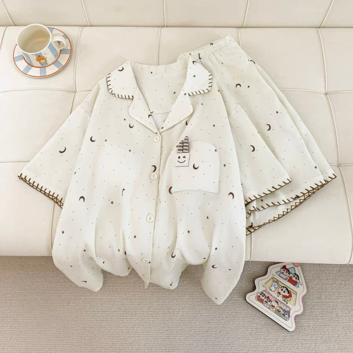 Moondot Padded Nightsuit-3pcs Set