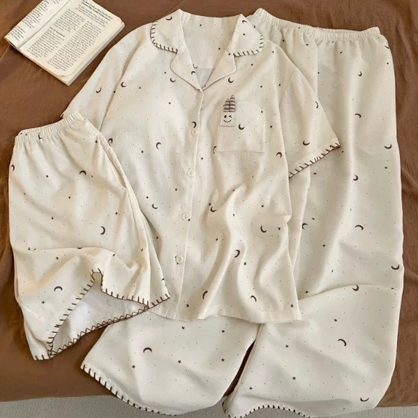 Moondot Padded Nightsuit-3pcs Set