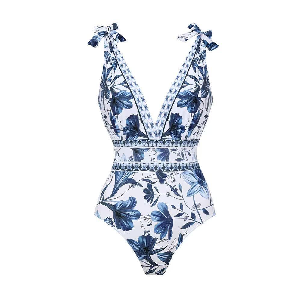 Hawai Blue Floral Monokini With Skirt Set