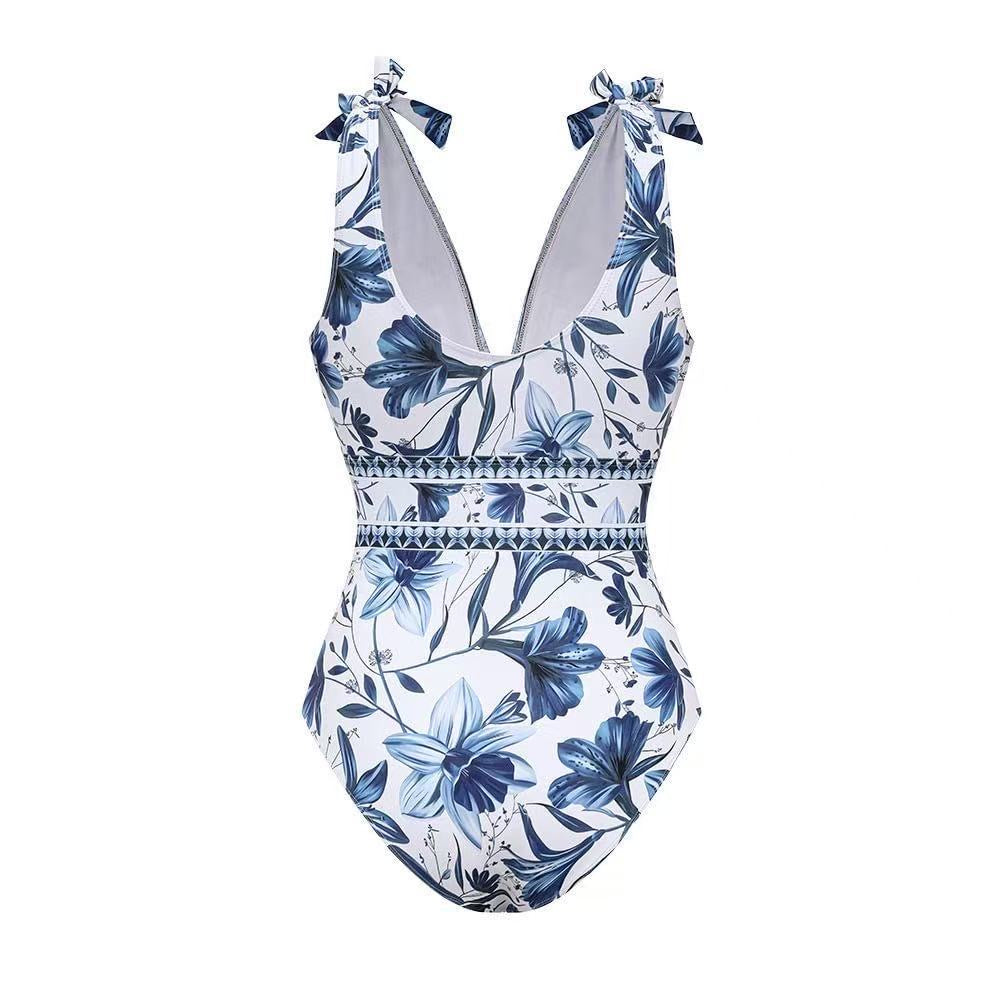 Hawai Blue Floral Monokini With Skirt Set