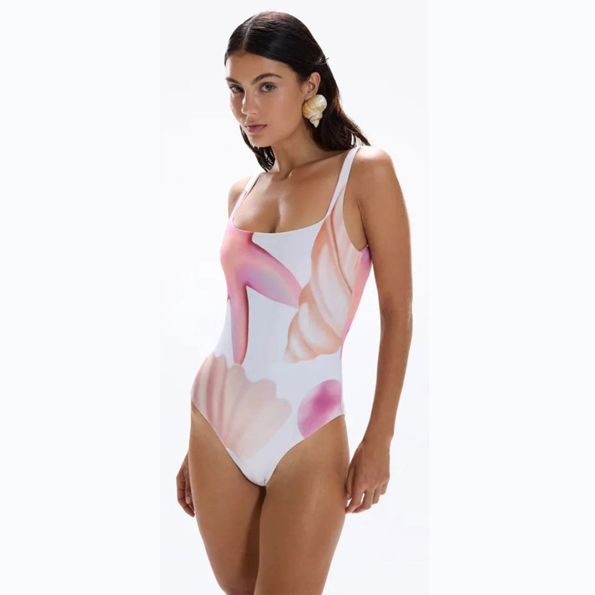 Seashell Printed Monokini With Sarong Set