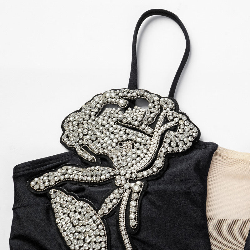 Rose Embellished Monokini with Skirt Set