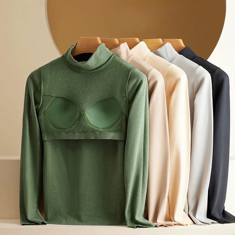 FleeceFlex High Neck Built-In Bra Tee