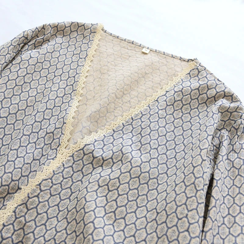 Honeycomb Luxe Padded Nightsuit Set- 3 pc Set