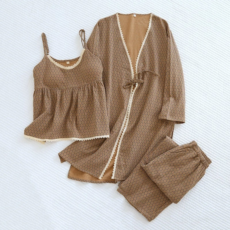 Honeycomb Luxe Padded Nightsuit Set- 3 pc Set