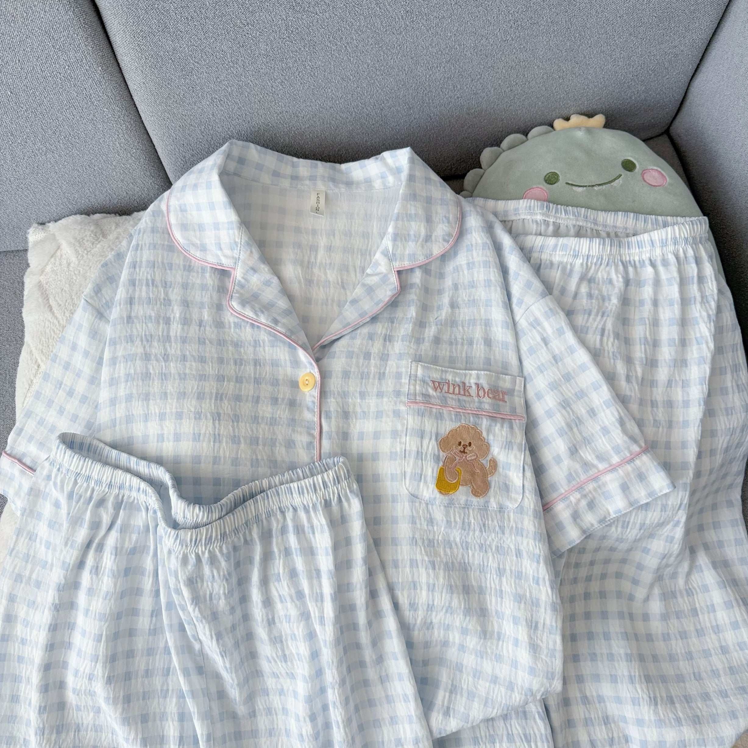 Blue Mist Bear Padded Nightsuit -3pcs Set