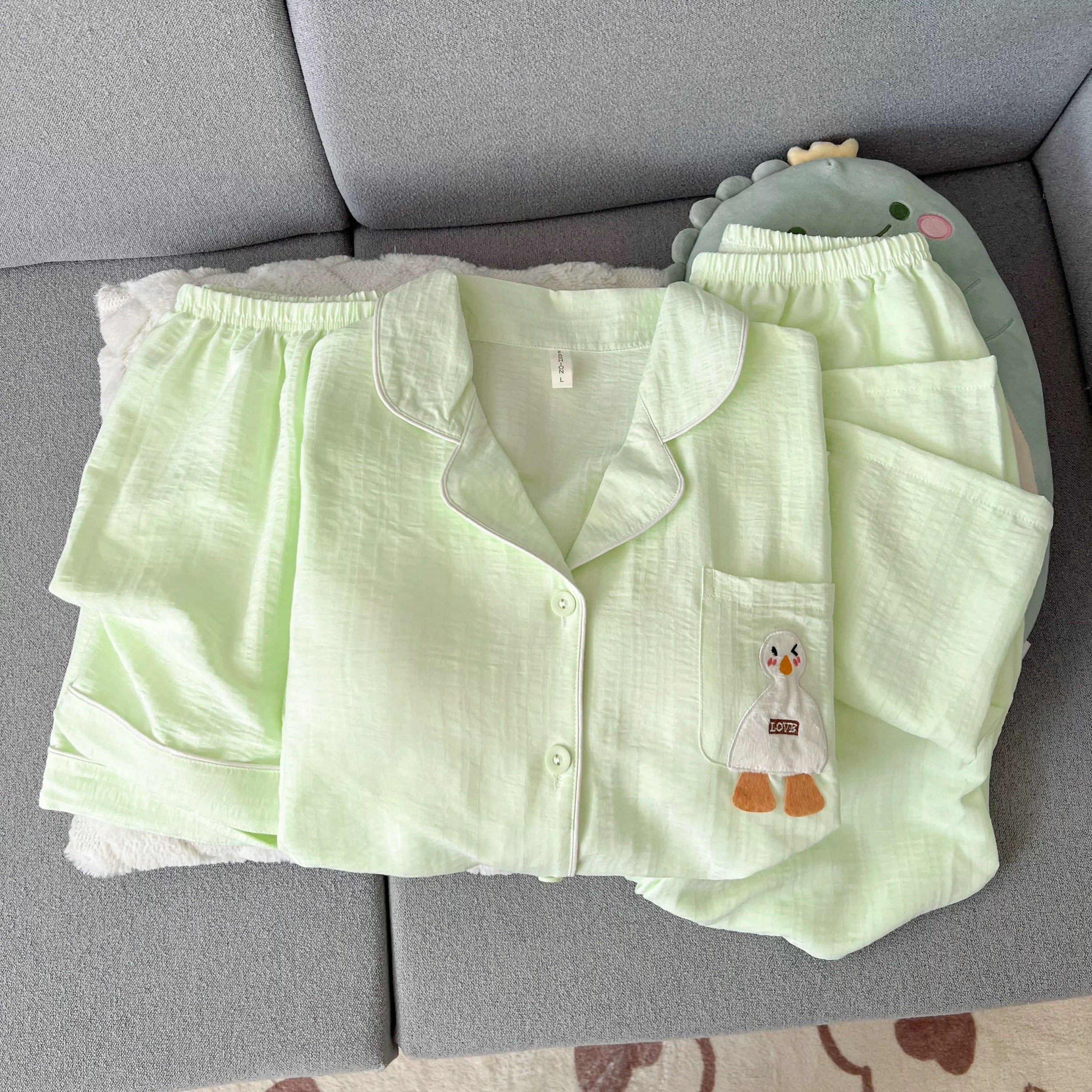 Pistachio Duckie Padded Nightsuit -3pcs Set