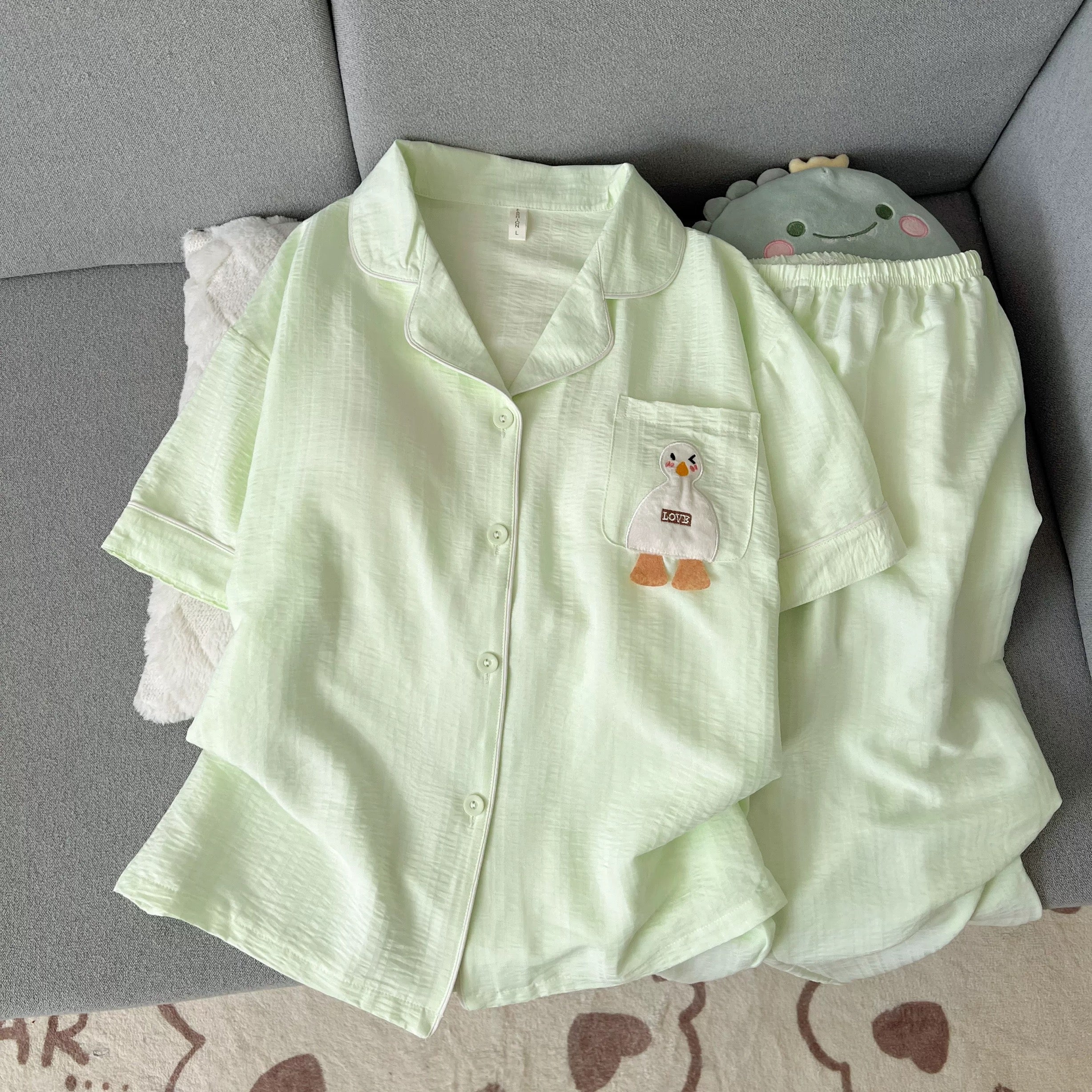 Pistachio Duckie Padded Nightsuit -3pcs Set