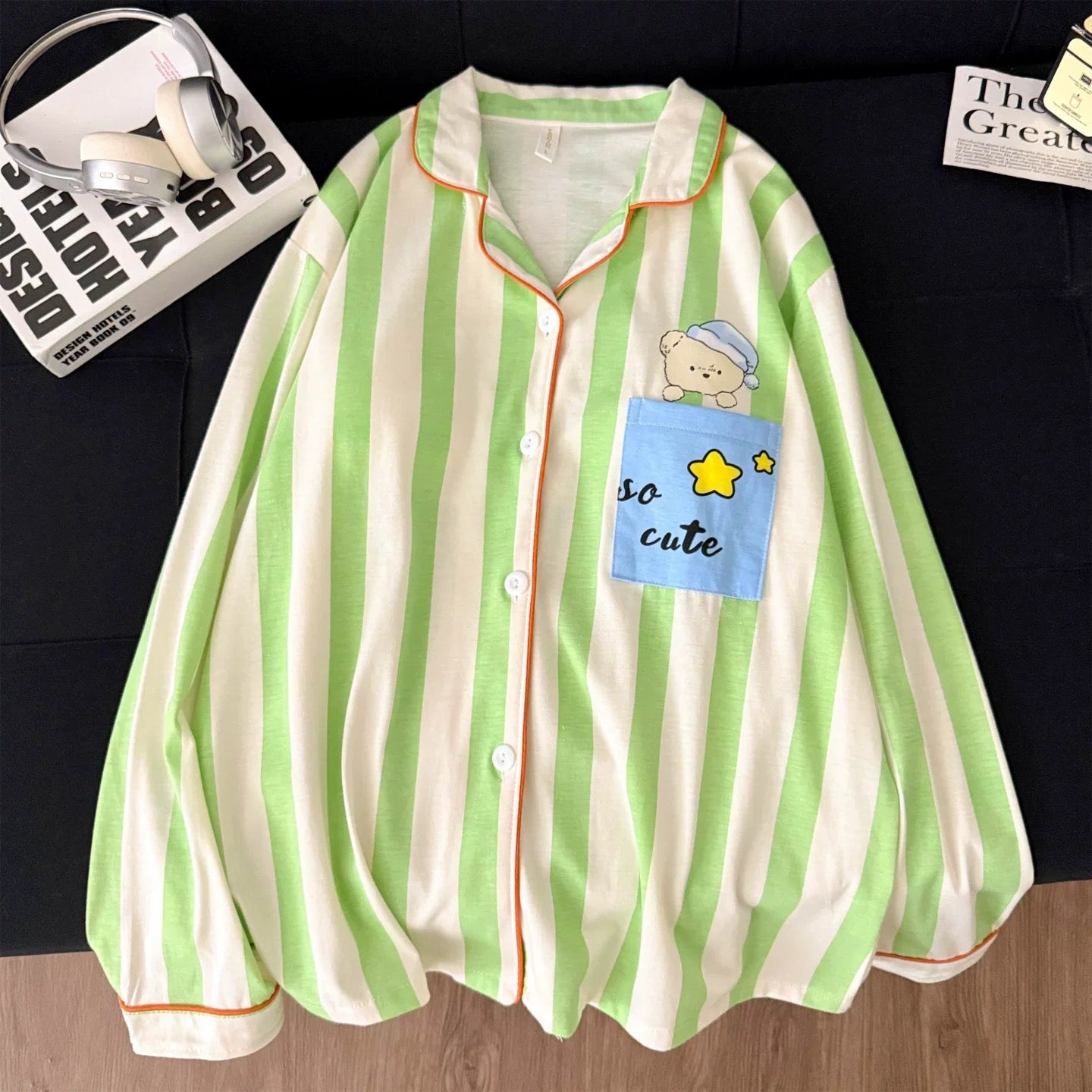 So Cute Striped Padded Nightsuit Set