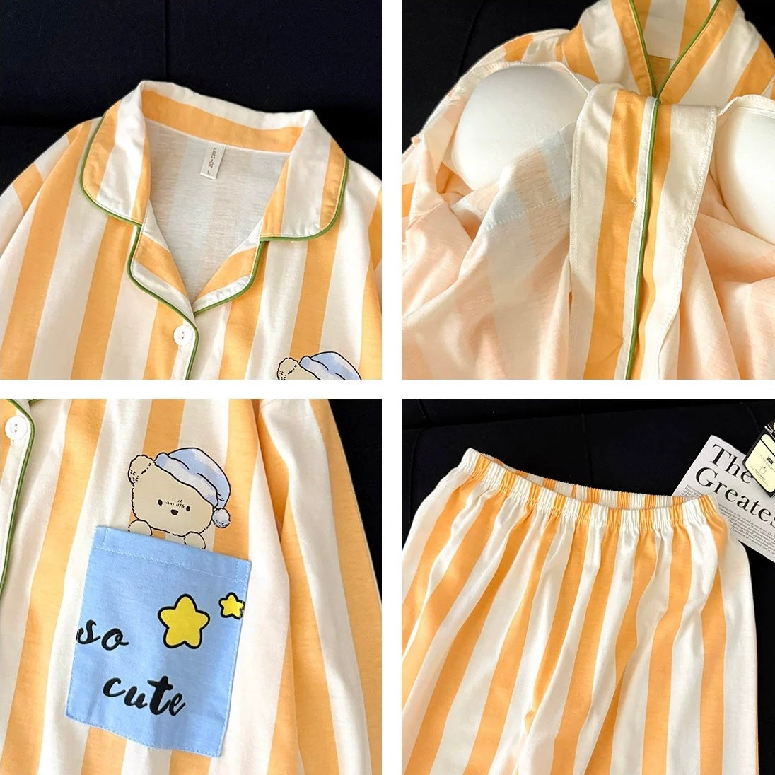 So Cute Striped Padded Nightsuit Set