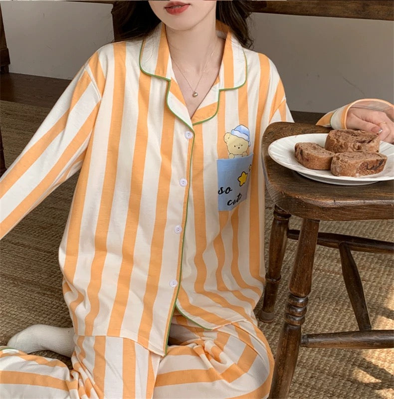 So Cute Striped Padded Nightsuit Set