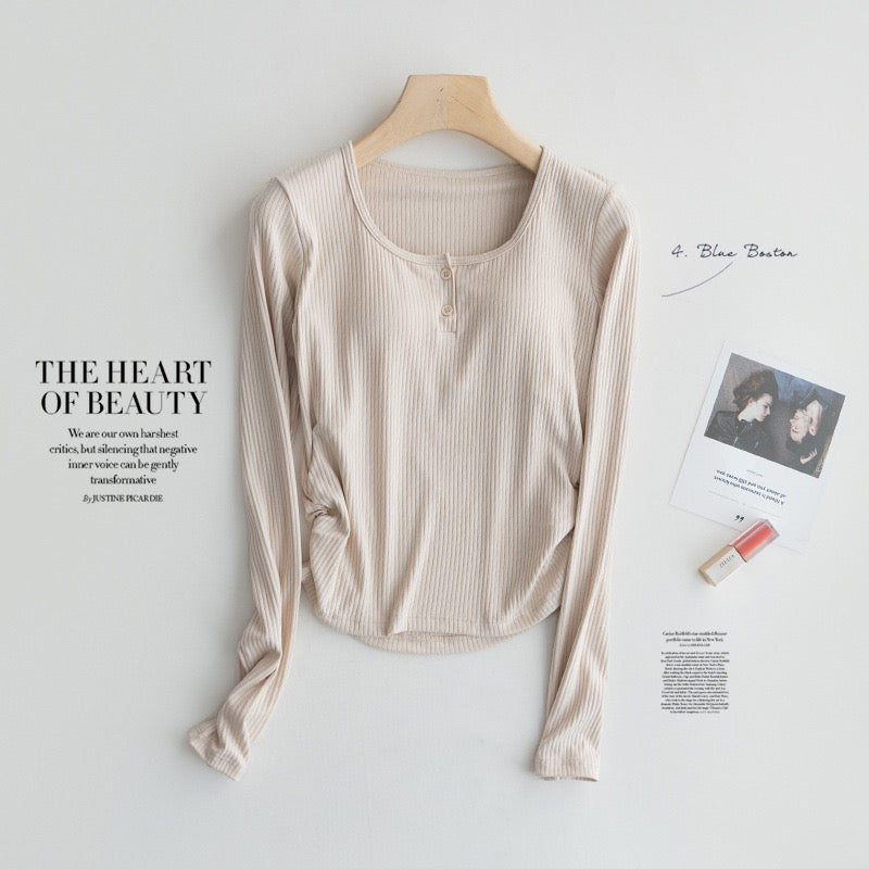 Berry Full Sleeve Built-in Bra T-Shirt