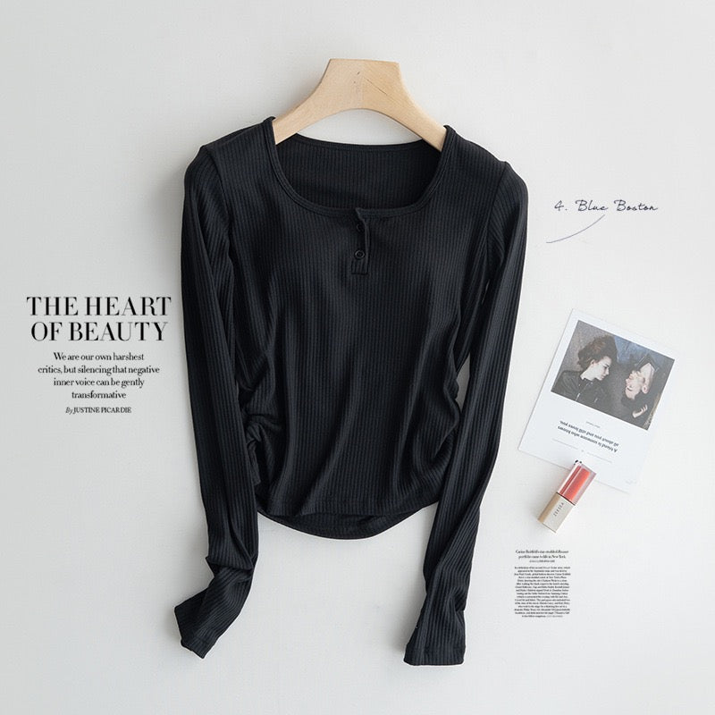 Berry Full Sleeve Built-in Bra T-Shirt