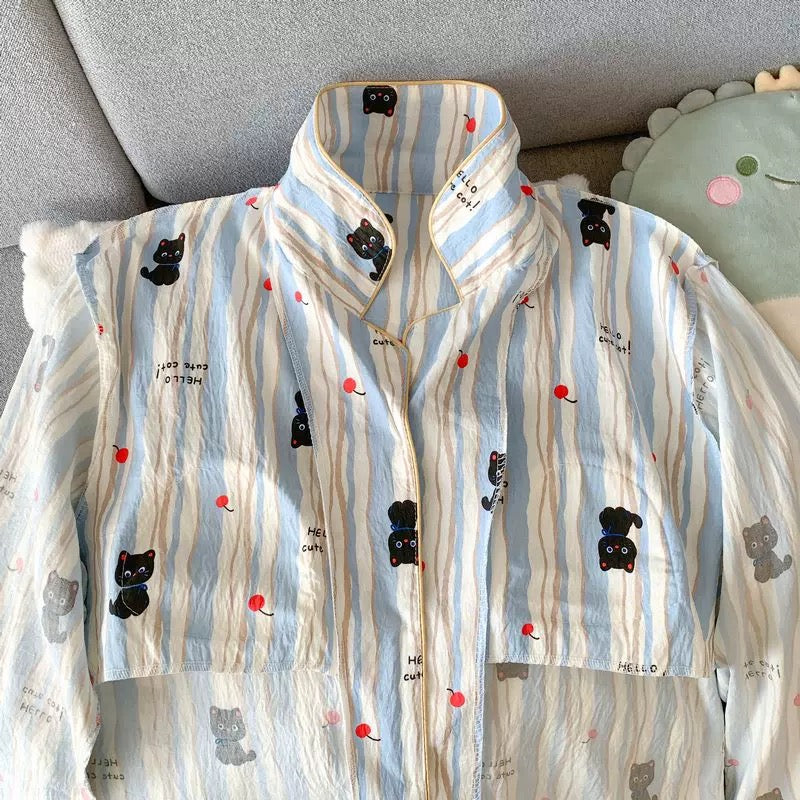 Cat And Cherry Padded Nightsuit Set