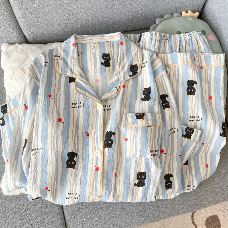 Cat And Cherry Padded Nightsuit Set