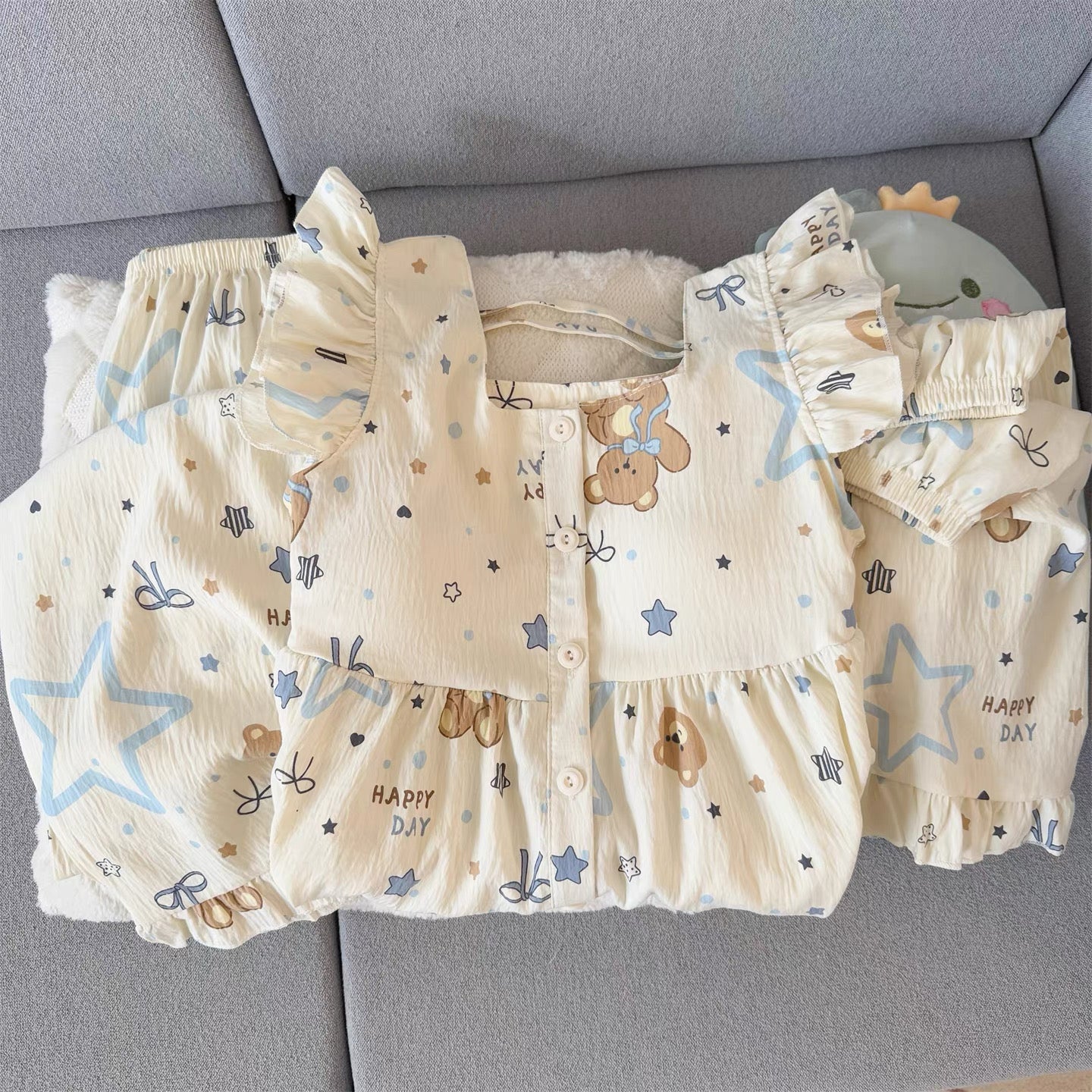 Stardust Ruffle Padded Nightsuit -3pcs Set