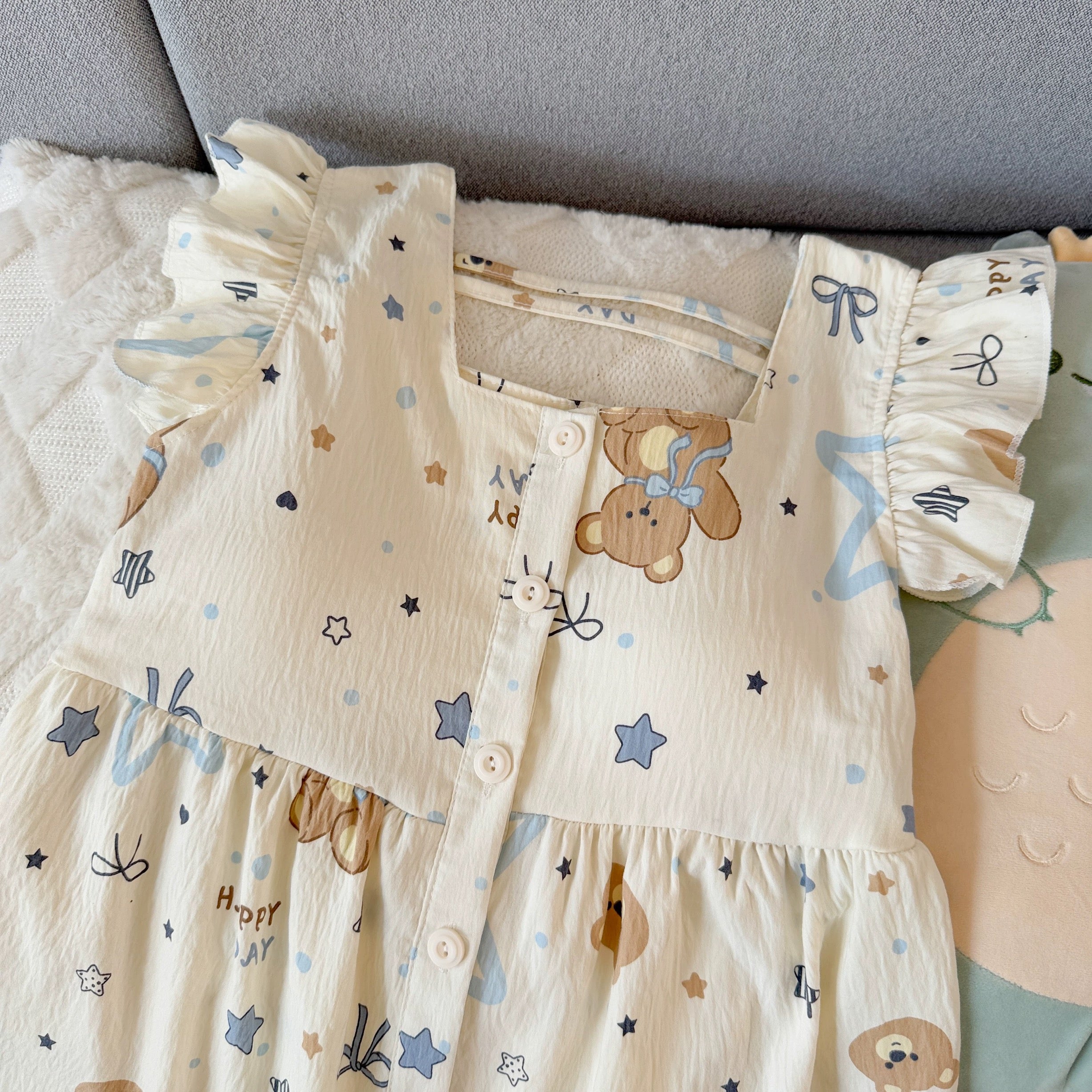 Stardust Ruffle Padded Nightsuit -3pcs Set