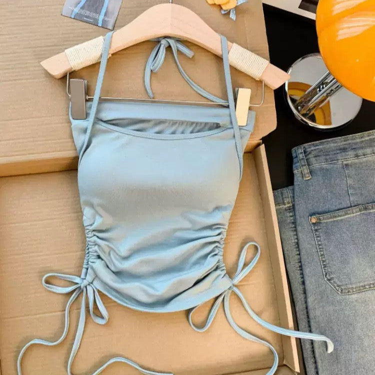 Cinch & Snatch Built-In Bra Halter Neck Top