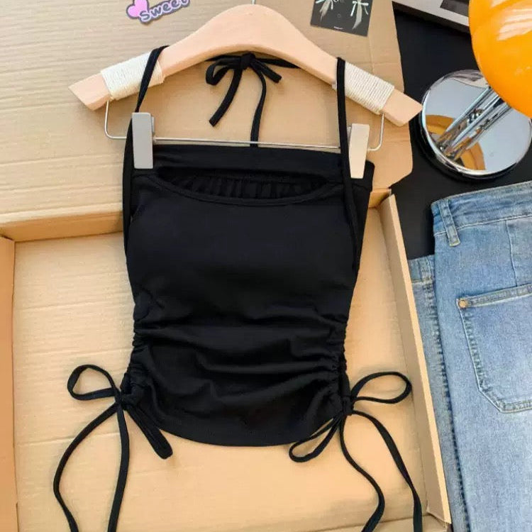 Cinch & Snatch Built-In Bra Halter Neck Top