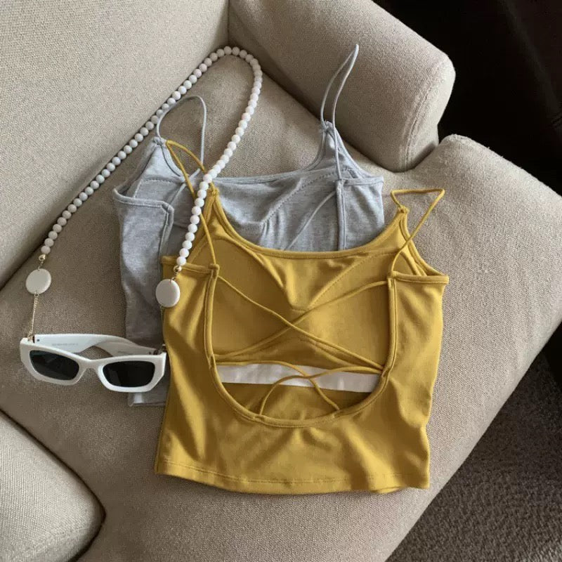 Cabana Back Criss-Cross Built-in Bra Camisole
