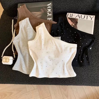 Sparkle One Shoulder Built-In Bra Top