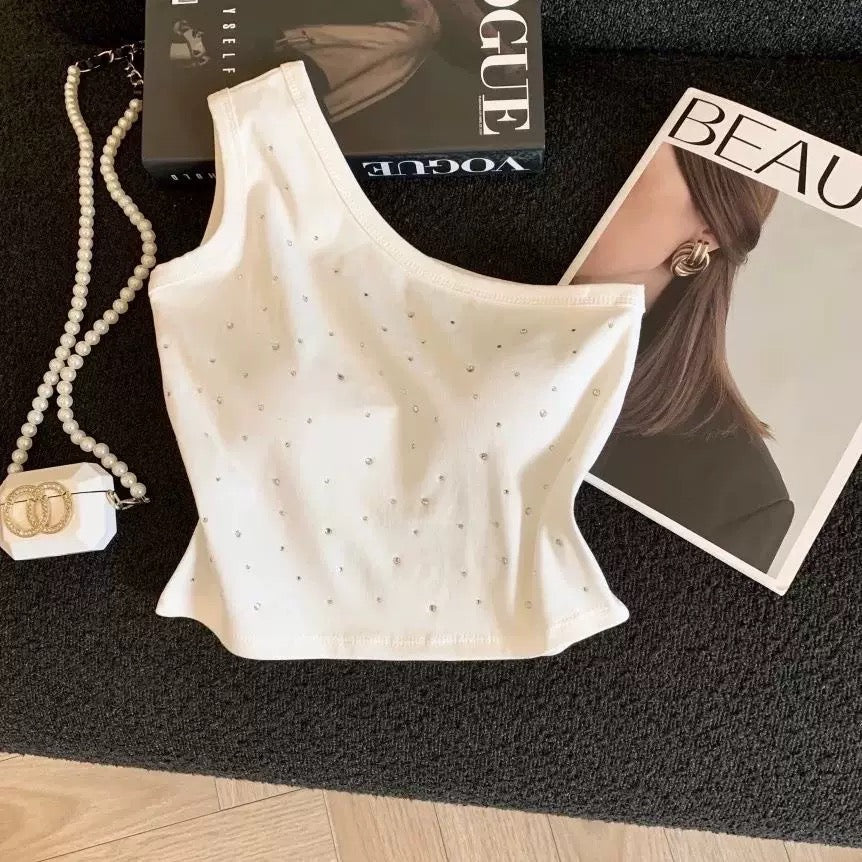 Sparkle One Shoulder Built-In Bra Top