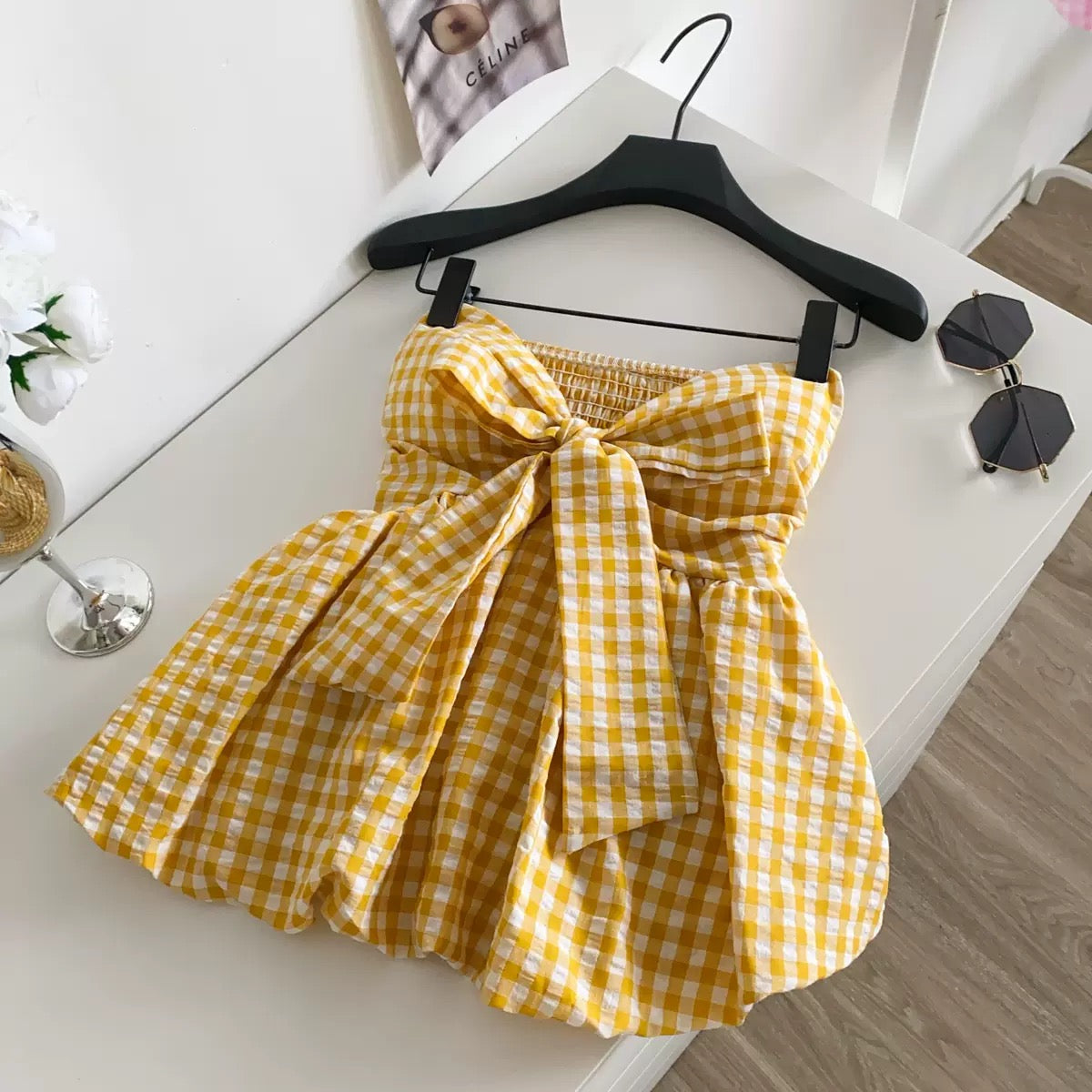 Picnic Knot Built-In Bra Tank Tube Top