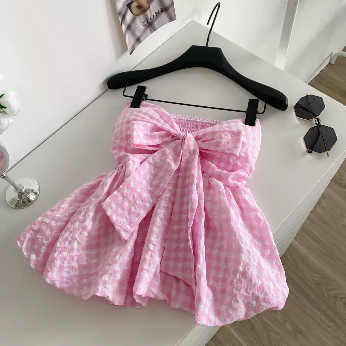 Picnic Knot Built-In Bra Tank Tube Top