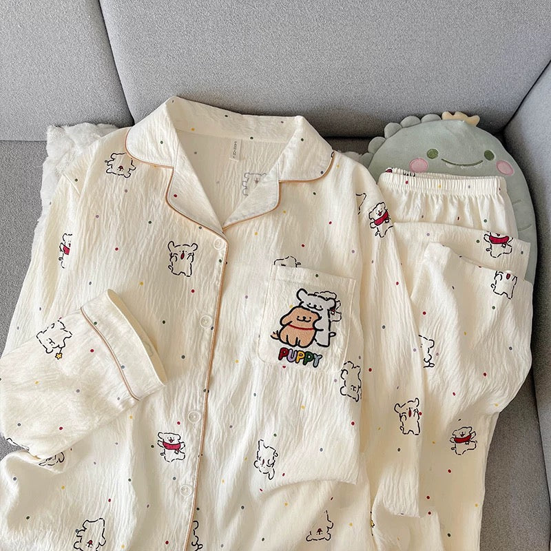 Whipped Cream Pup Padded Nightsuit Set