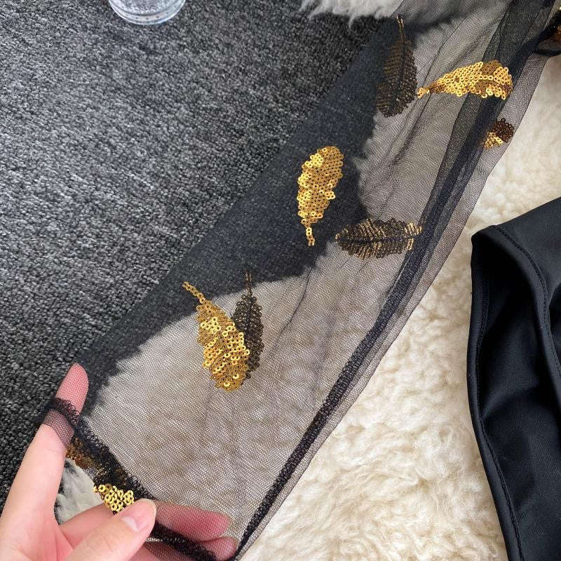 Irene Feather Sequin Bodysuit