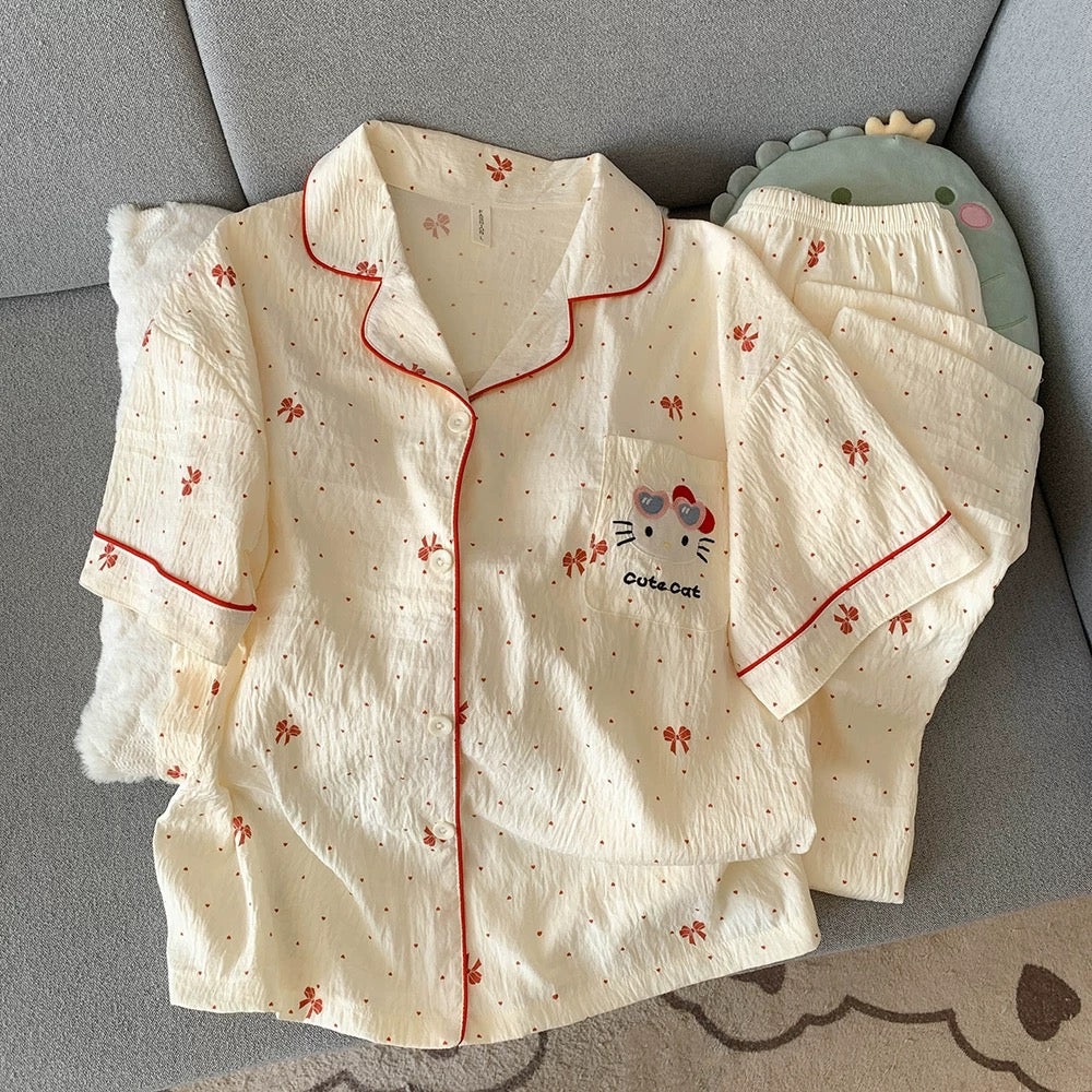 Red Ribbons Dreams Padded Nightsuit - 3pc Set