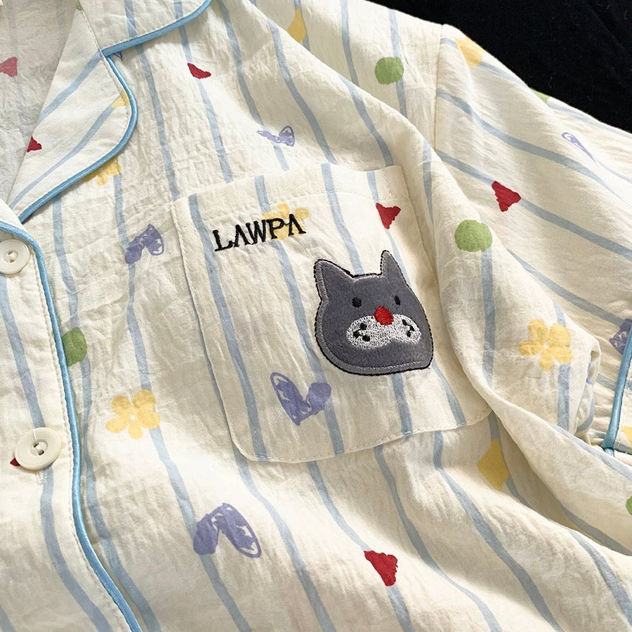 Meow Hearts Padded Nightsuit - 3pc Set