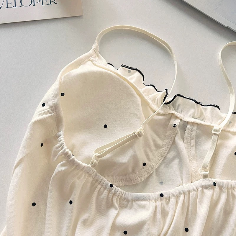 Parisian Bow Luxe Padded Nightsuit Set - 4pc Set