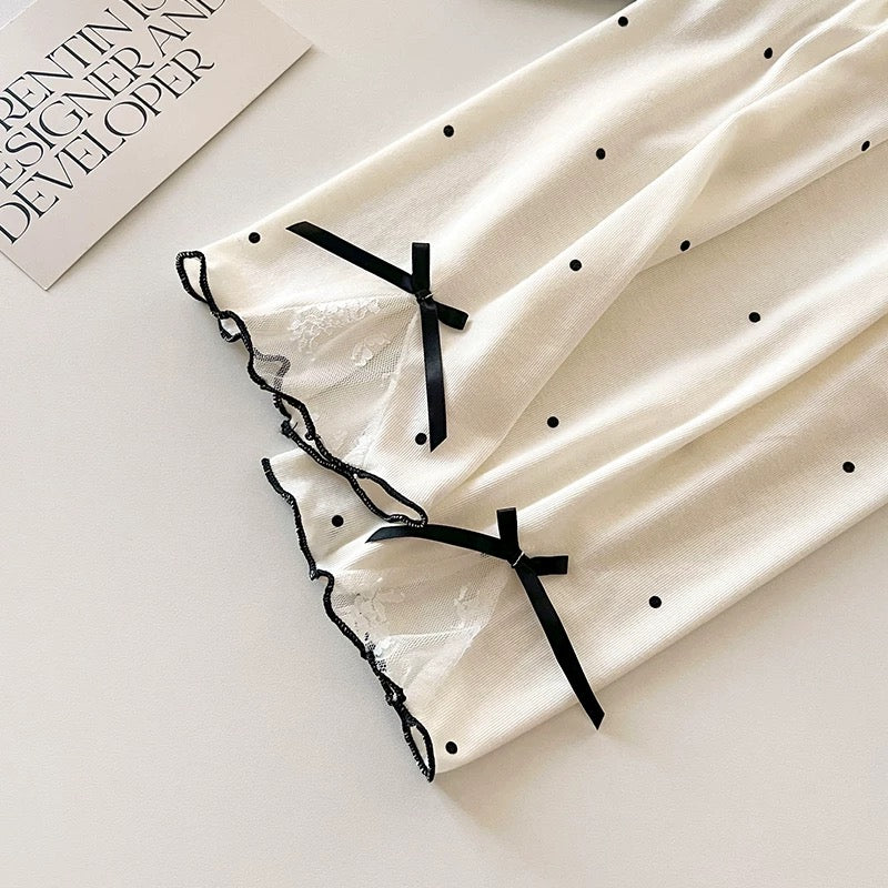 Parisian Bow Luxe Padded Nightsuit Set - 4pc Set