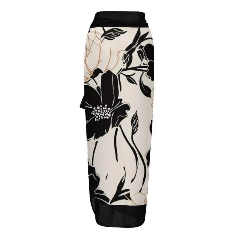 Floral Knot Shoulder Bikini And Sarong Set