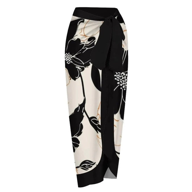 Floral Knot Shoulder Bikini And Sarong Set