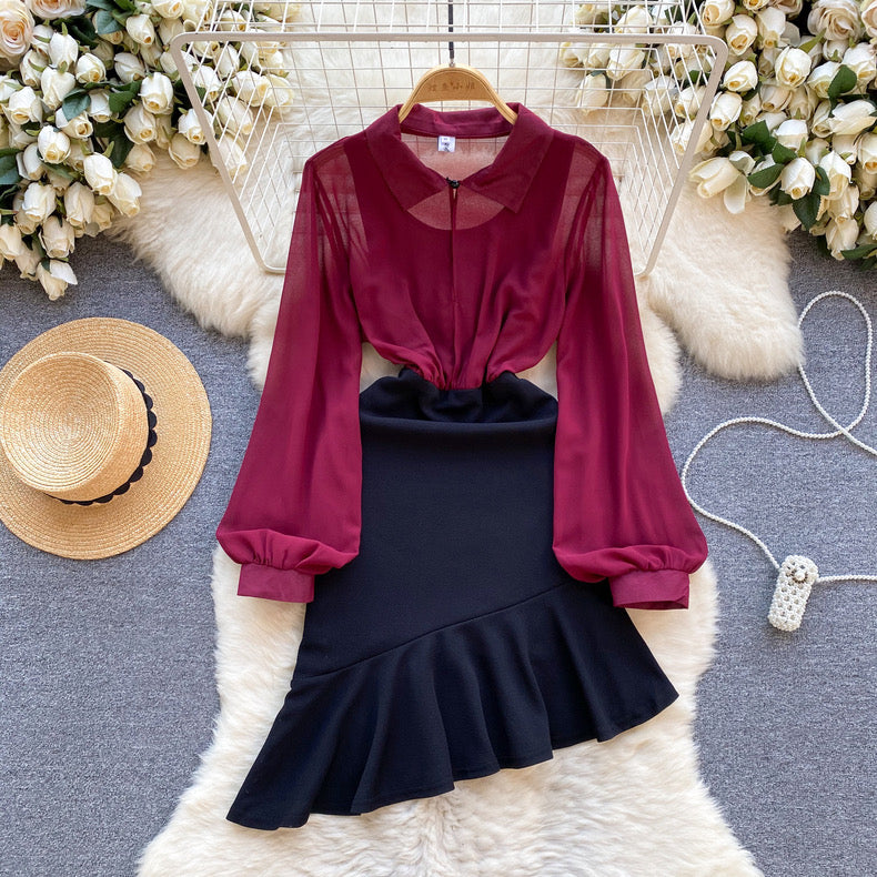 Modely Lantern Sleeves Dress