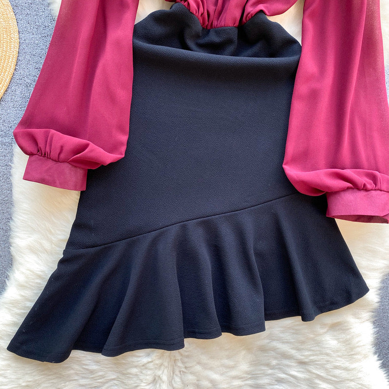 Modely Lantern Sleeves Dress