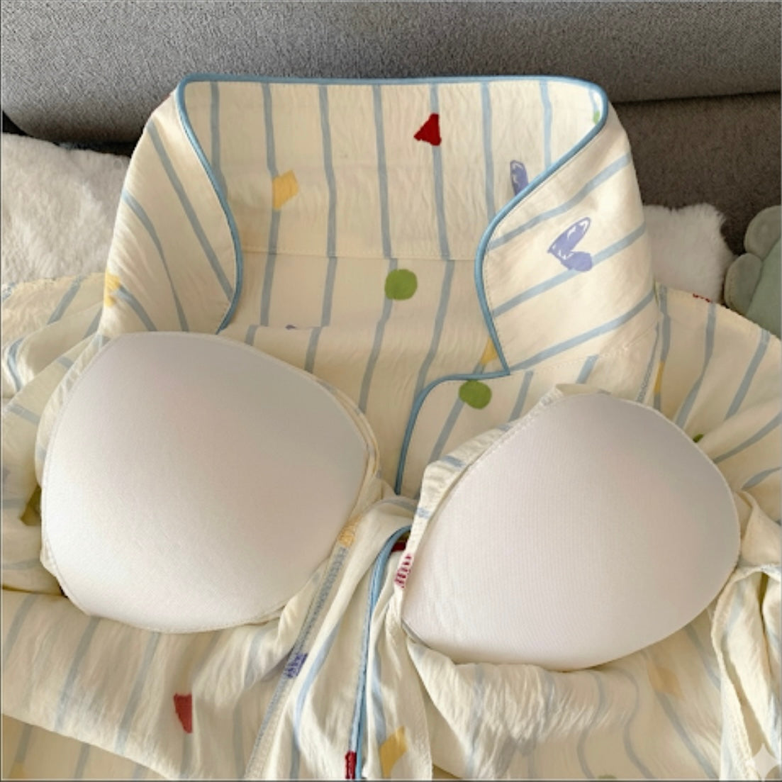 Meow Hearts Padded Nightsuit - 3pc Set