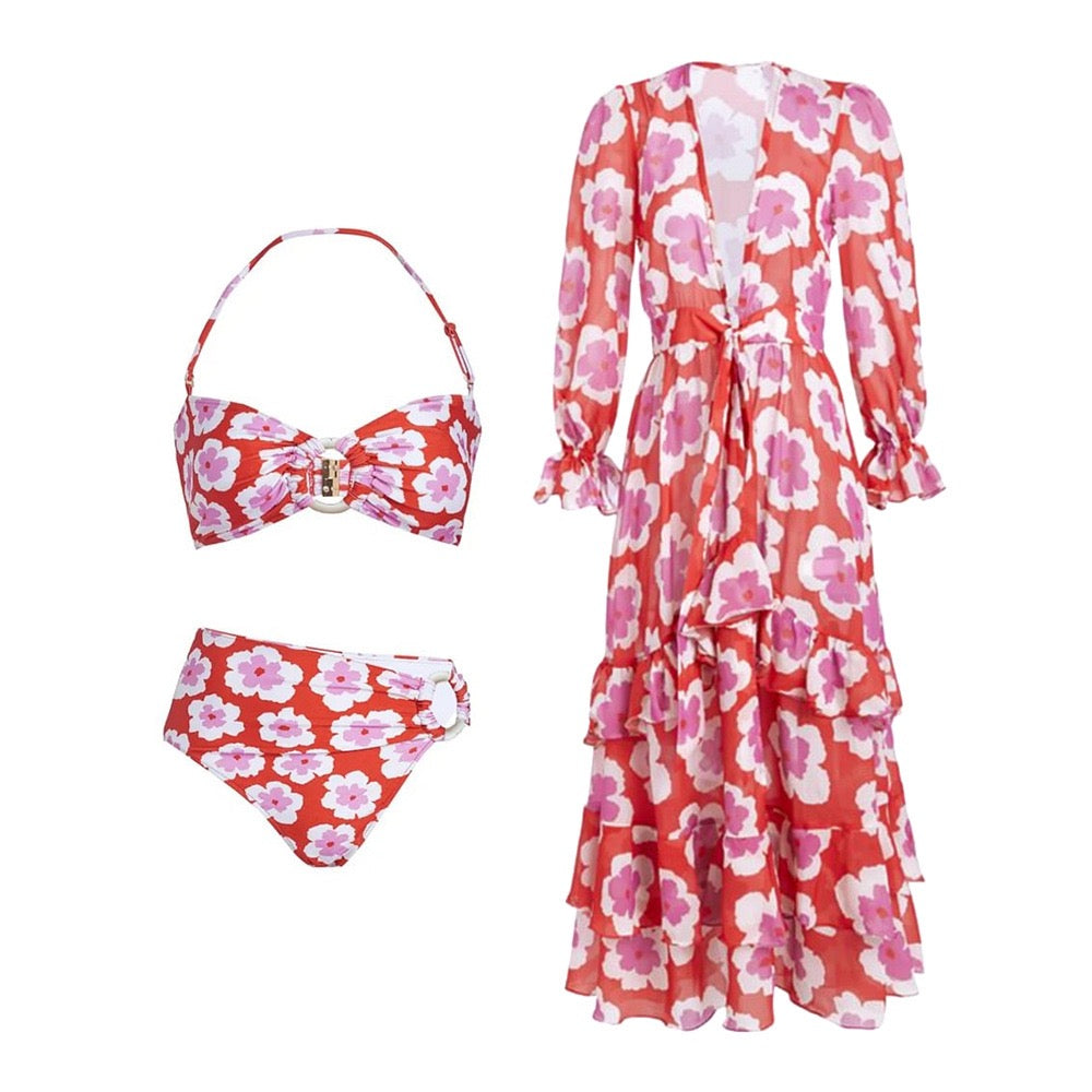 Windflower Bikini With Maxi Robe