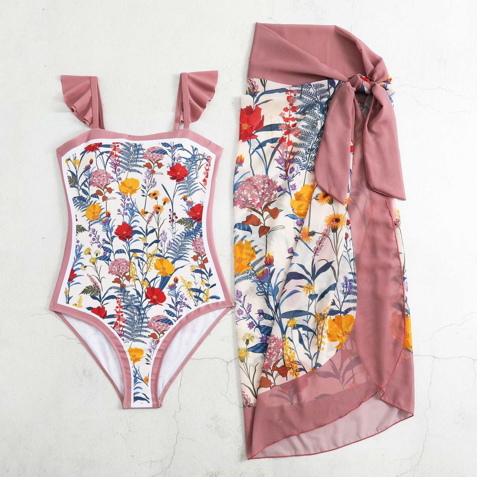 Zanvin Floral Bikini and Sarong Set