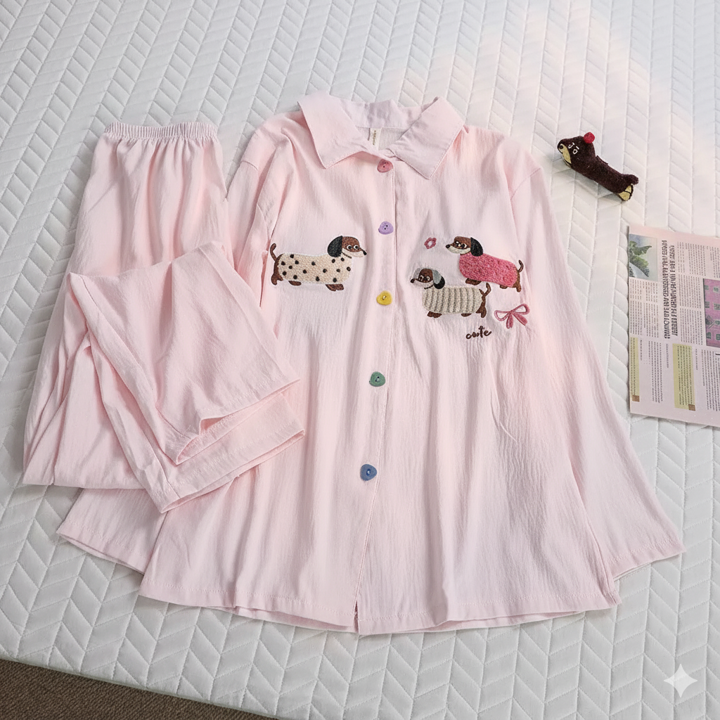 Blush Pup Padded Nightsuit Set