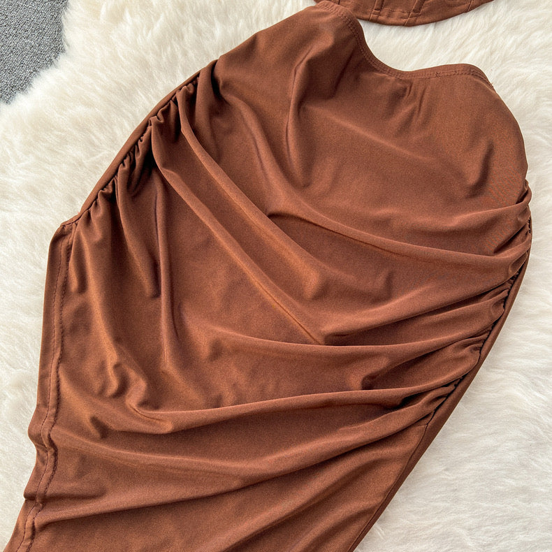 Gelbes Corset Top Ans Skirt Set