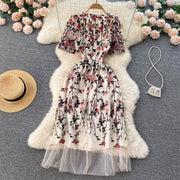 Floral Embroidered Mesh Dress