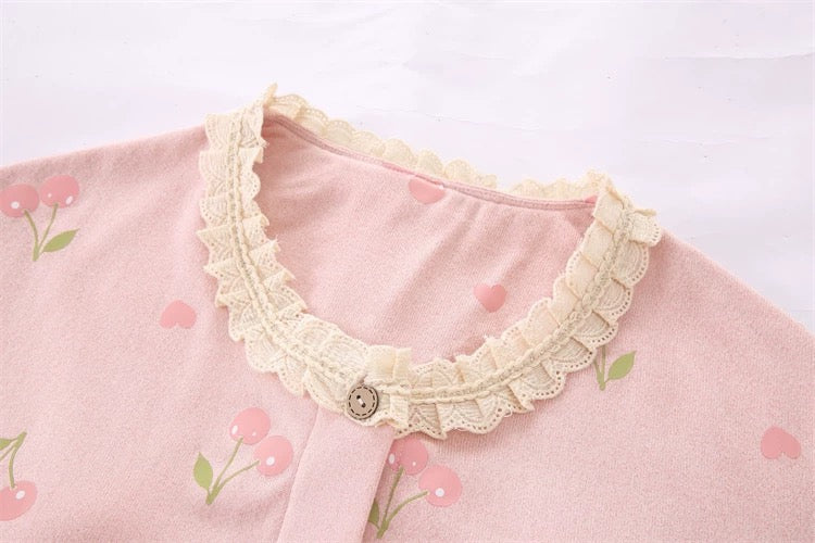 Lace & Cherry Dreams Padded Nightsuit Set