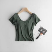 Cassie Built-In Bra V-Neck T-shirt