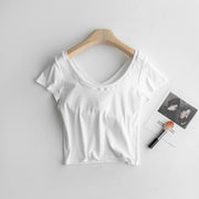 Cassie Built-In Bra V-Neck T-shirt