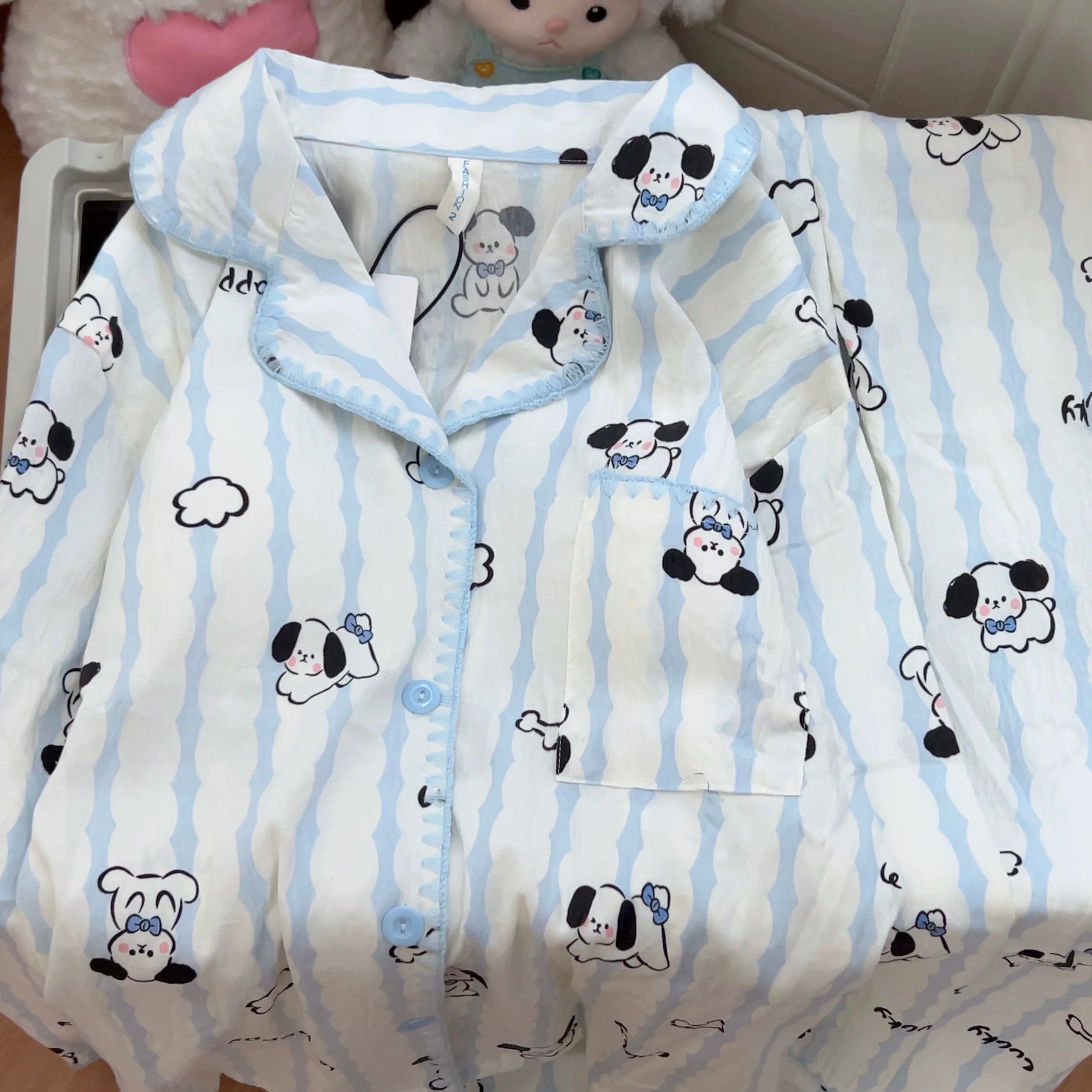 Cloud Bone Doodle Padded Nightsuit Set