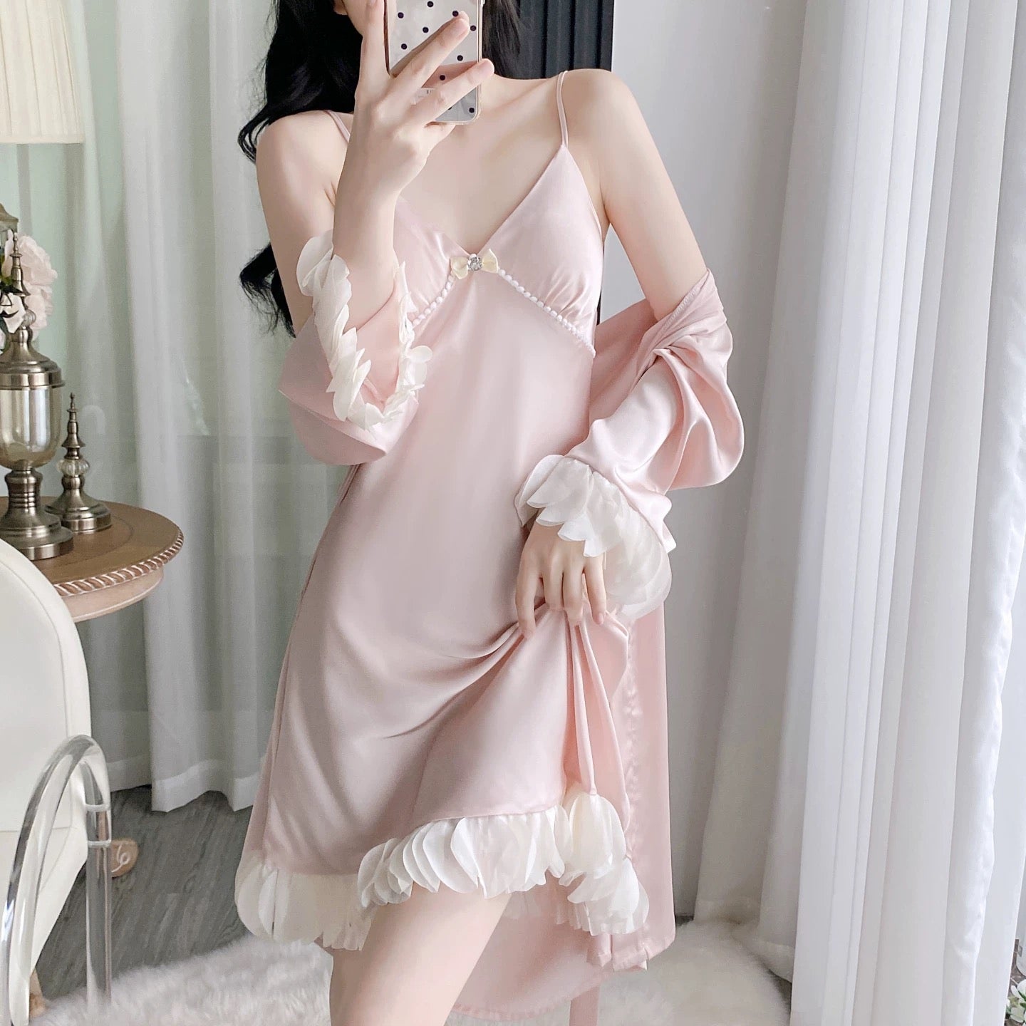 Silk Serenity Robe & Padded Chemise Night Set