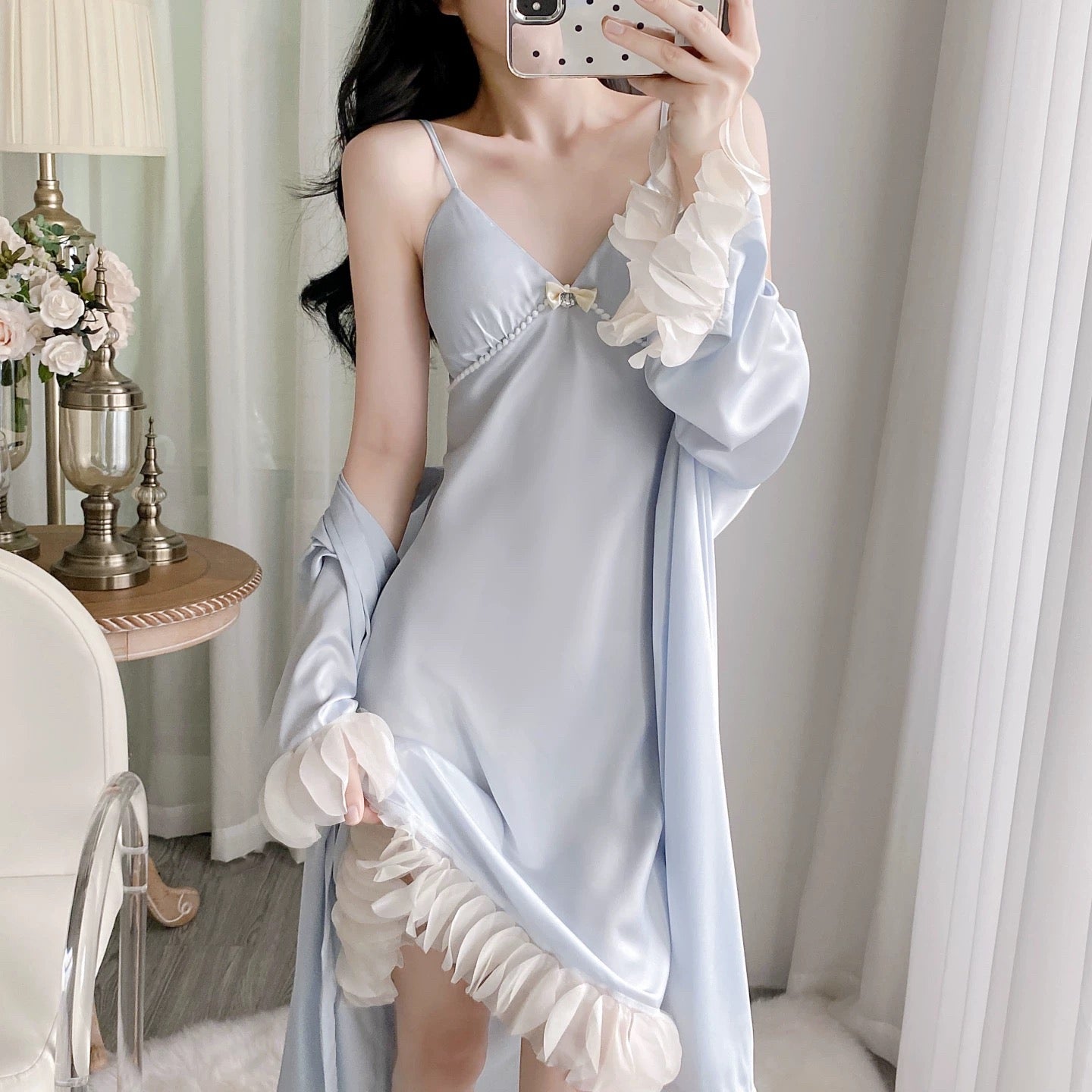 Silk Serenity Robe & Padded Chemise Night Set